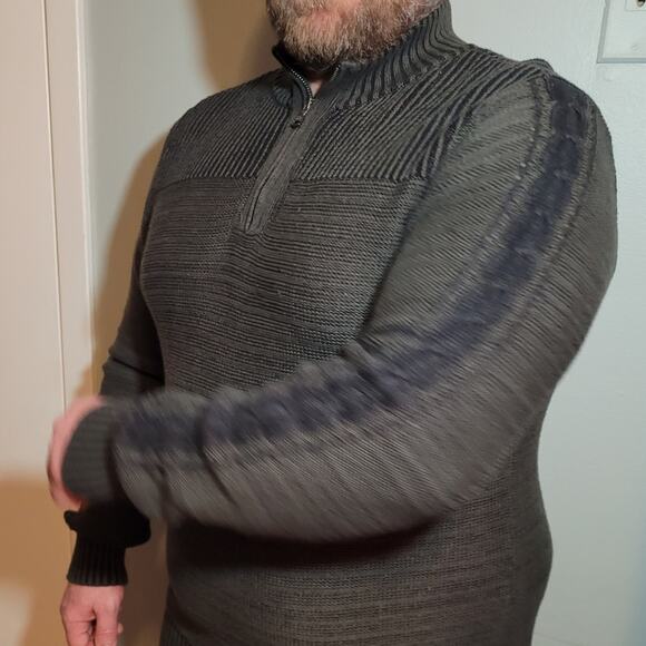 Rock & Republic Marbled Mock-Neck Pullover Sweater Men's Large Minimalist Trendy - Picture 2 of 12